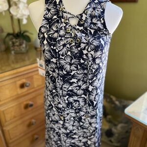 Michael Kors Navy Floral Lace-Up Dress..NWT
